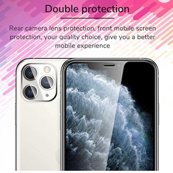 UniqueMe iPhone 11 Pro Max 2 Screen Protector 2 Camera Lens Protector - Picture 4 of 9